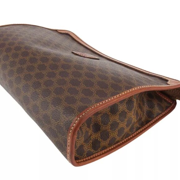 CELINE Clutch Bag Macadam Beige PVC ?~ Leather Authentic - Picture 4 of 10